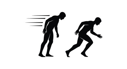 Dynamic runner sprinting powerfully toward fitness goals in black silhouette