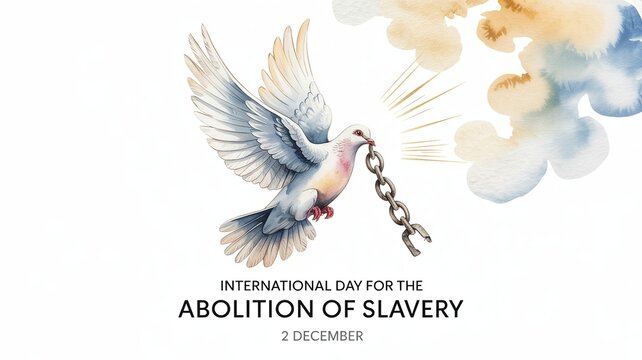 Abolition of Slavery Dove Breaking Chains Watercolor Symbol