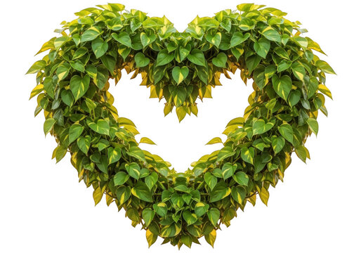Green heart shaped bush isolated on black background isolated on white background isolated on transparent background