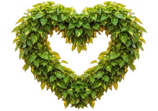 Green heart shaped bush isolated on black background isolated on white background isolated on transparent background
