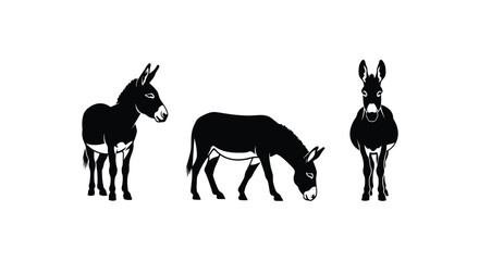 Black and white donkey silhouettes for creative rural designs today
