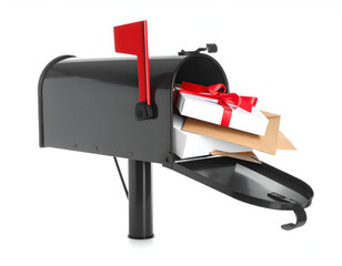 Mailbox Overflowing with Gifts and Letters Celebrating Holidays and New Beginnings