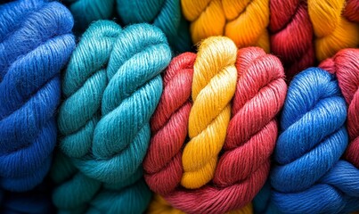 colorful rope knot pattern representing unity, safety, and strong connections. The ropes thread and texture symbolize the diversity and collaboration required for growth and success, Generative AI
