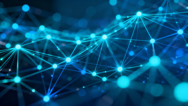 Abstract Blue-Green Data Network Bokeh Background