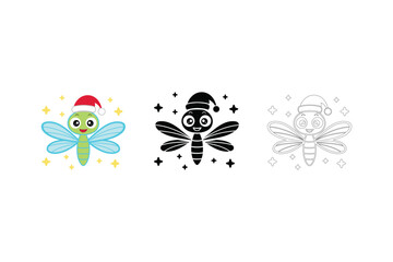 Cute Christmas Dragonfly Vector Design