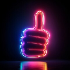 Thumbs-up emoji in neon colors, used for social media reactions and goal achievements. The creative digital gesture symbolizes agreement, appreciation, and positive feedback, Generative AI
