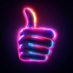 Thumbs-up emoji in neon colors, used for social media reactions and goal achievements. The creative digital gesture symbolizes agreement, appreciation, and positive feedback, Generative AI