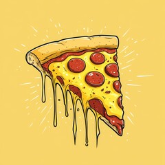 illustration of pizza with cheese, Generative AI