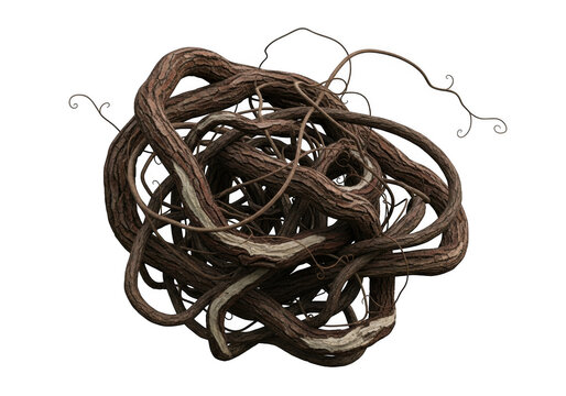 Intricate tangled root ball structure isolated on black background isolated on white background isolated on transparent background - Powered by Adobe
