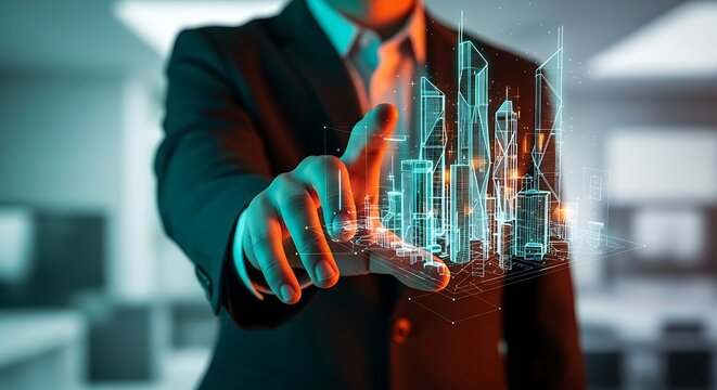 Futuristic Urban Planning A Businessman's Touch - Powered by Adobe