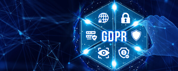 GDPR Data Protection Regulation European Law Cyber security compliance. 3d illustration