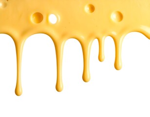 Melty, gooey, yellow food drips down, with air pockets