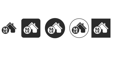 House for sale icon set a collection of five different styles of house for sale icons, each representing real estate