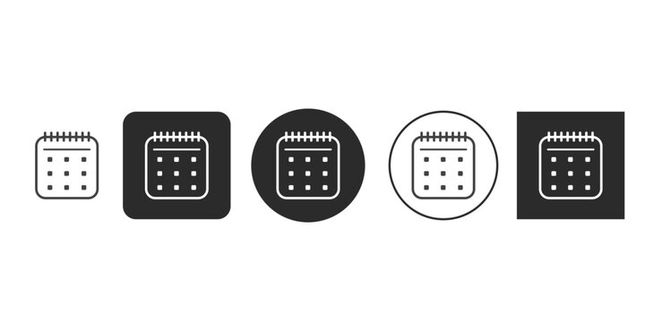Calendar icon set collection of event schedule vector illustrations in different styles simple graphic design elements for web and mobile apps