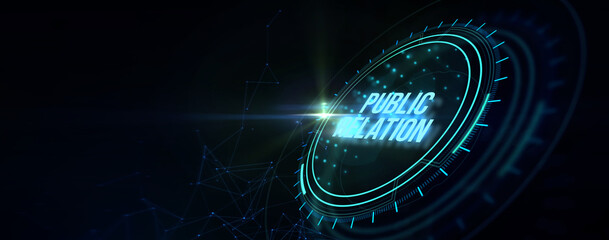 PR Public relations concept. Communication advertising marketing strategy. 3d illustration