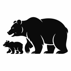 Fototapeta premium Bear Family Silhouette Set — Matching Vector Assets