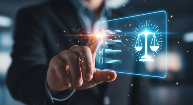 Digital law and compliance: futuristic interface for legal services justice