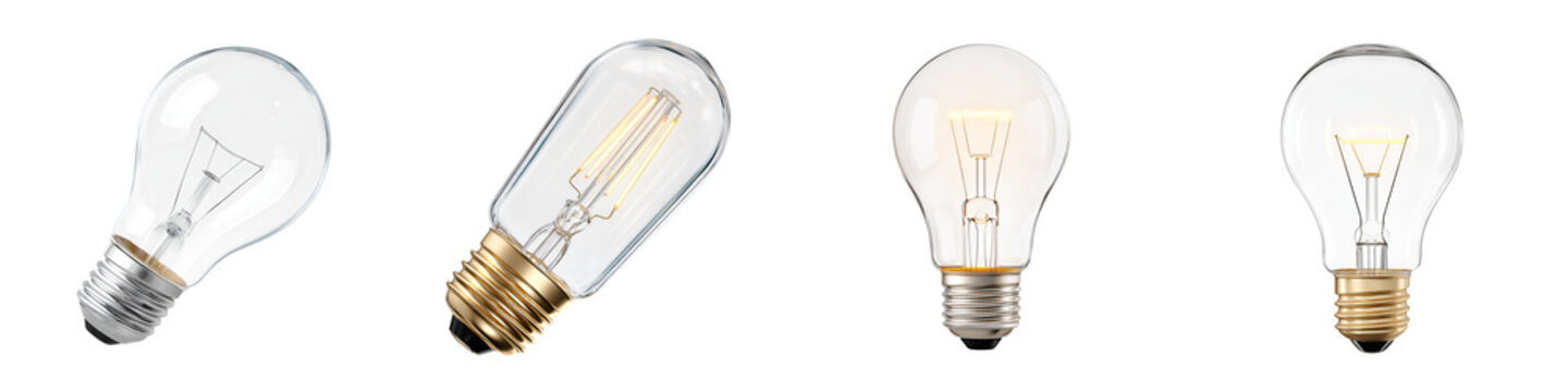 Variety of Light Bulbs on White Background