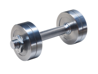 A stainless steel weight for strength training.