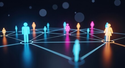 Global digital network with diverse glowing human icons forming interconnected nodes