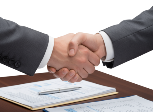 Corporate Agreement Handshake Between Professionals Focused on Hands Only