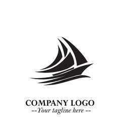 Ship Moving Fast Logo Symbol in Black on the White Background with Modern Maritime Design