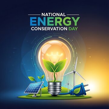 National energy conservation day with eco friendly power sources