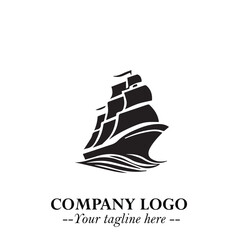 Ship Moving Fast Logo Symbol in Black on the White Background with Modern Maritime Design