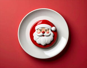 Obraz premium Festive Santa Claus Cookie on White Plate A Jolly Holiday Treat