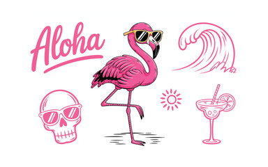 A collection of vibrant playful and colorful sticker designs on a sheet