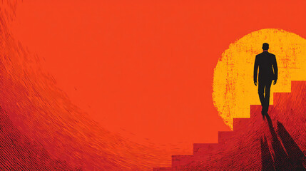 Conceptual visualization of modern success and resilience showing a person standing tall against challenges illuminated by abstract light representing growth determination and achievement