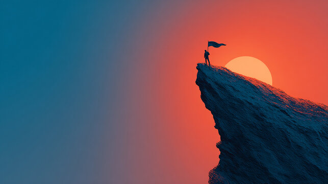 Conceptual visualization of modern success and resilience showing a person standing tall against challenges illuminated by abstract light representing growth determination and achievement