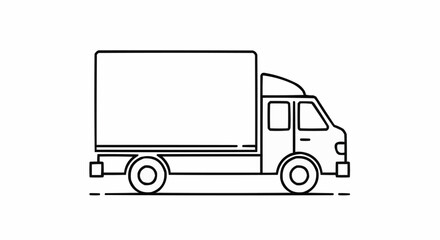Simple Line Art Illustration of a Delivery Truck.
