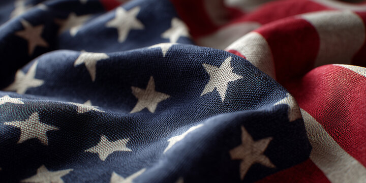 American flag waving softly with visible stars and stripes