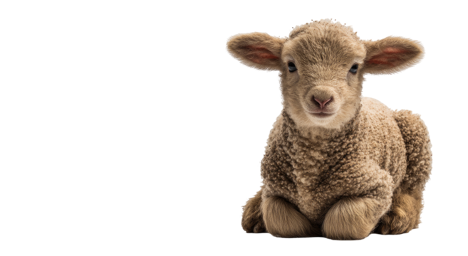 Cute lamb, light brown, looking directly