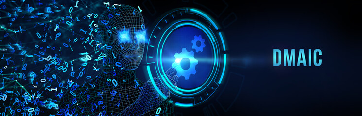 DMAIC, Six Sigma. Define, Measure, Analyse, Improve, Control. Standard quality control and lean manufacturing concept. 3d illustration