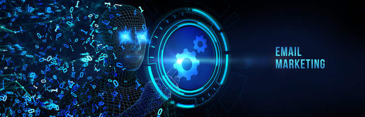 Email and sms marketing concept. Scheme of direct sales in business. List of clients for mailing.  3d illustration