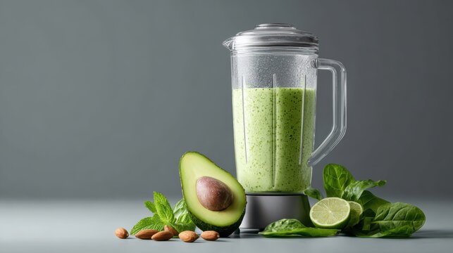 Creamy green smoothie blend with fresh ingredients and natural colors for a healthy lifestyle