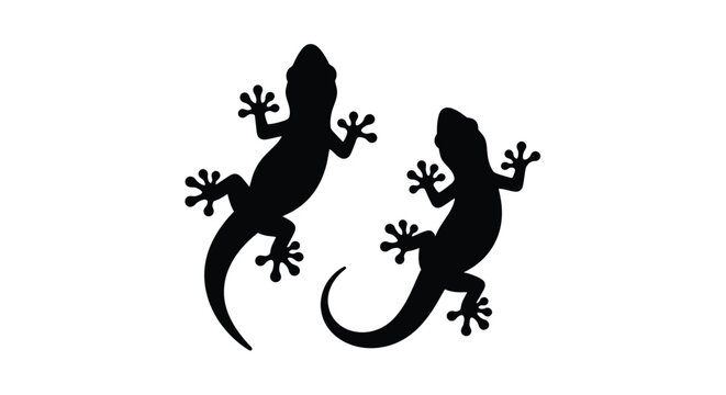 Cute gecko silhouettes crawling around perfect for branding or design work