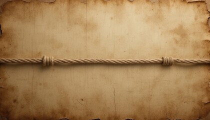 Rustic parchment background with knotted rope for an antique map or pirate treasure hunt design project, evokes adventure and old world charm for your design