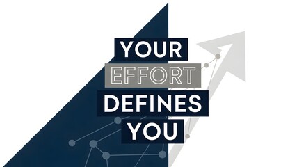 Inspirational quote graphic with geometric shapes and an upward arrow symbolizing growth and motivation for personal and professional development