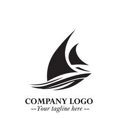 Ship Moving Fast Logo Symbol in Black on the White Background with Modern Maritime Design