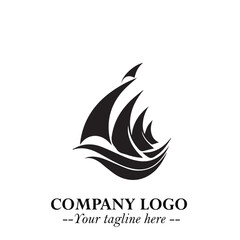 Ship Moving Fast Logo Symbol in Black on the White Background with Modern Maritime Design