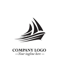 Ship Moving Fast Logo Symbol in Black on the White Background with Modern Maritime Design