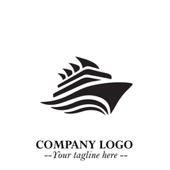 Ship Moving Fast Logo Symbol in Black on the White Background with Modern Maritime Design