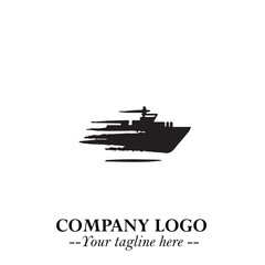 Ship Moving Fast Logo Symbol in Black on the White Background with Modern Maritime Design