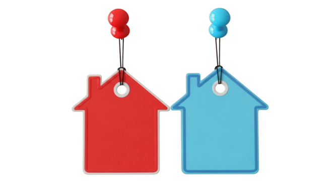 Find your dream home with these bright, modern house tags, perfect for real estate marketing and property promotion campaigns