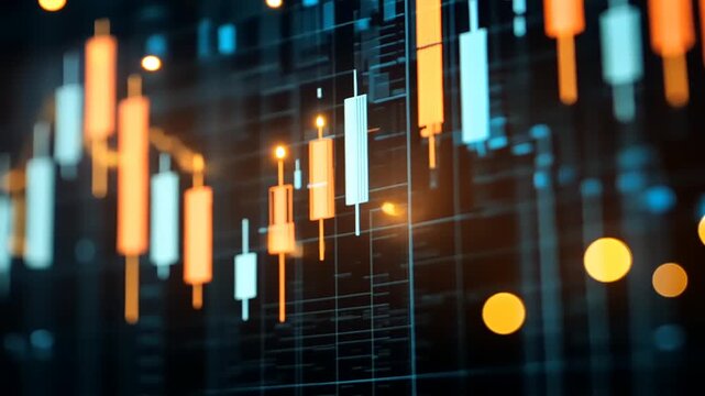 Abstract Financial Stock Market Analysis and Trading Chart with Business Indicator and Data
