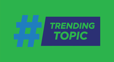 Fototapeta premium Discover trending topics online with this stylish blue hashtag graphic