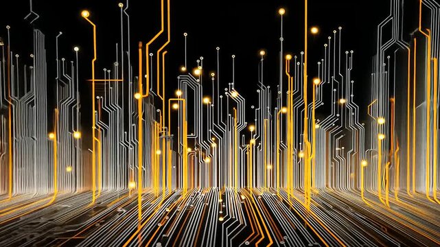 Futuristic technology background with circuit board pattern and glowing lights, perfect for high